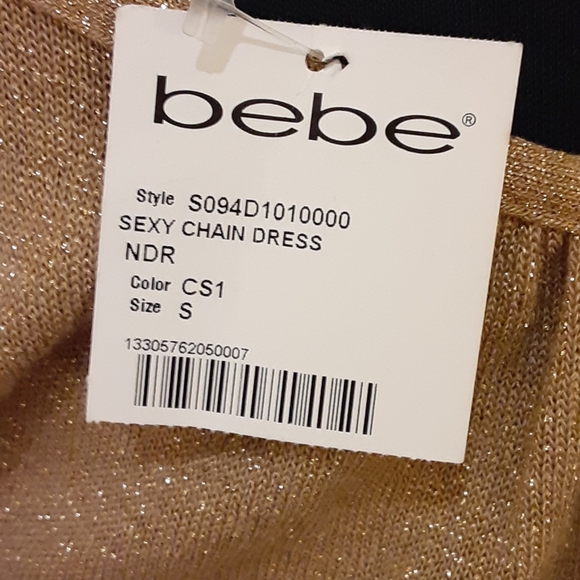 Sexy glitter GOLD CHAIN bebe mini dress Small - Picture 6 of 6